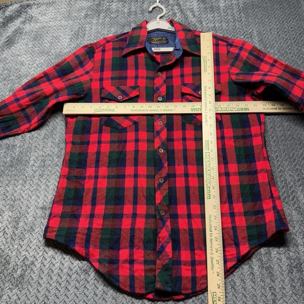 VTG Kmart Sportsman Shirt L Red Green Plaid Quilted Flannel Korea Made 70s 80s - Picture 8 of 9